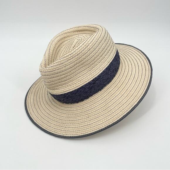 J. Crew Topstitched Natural Straw Hat Size M/L - Picture 1 of 8